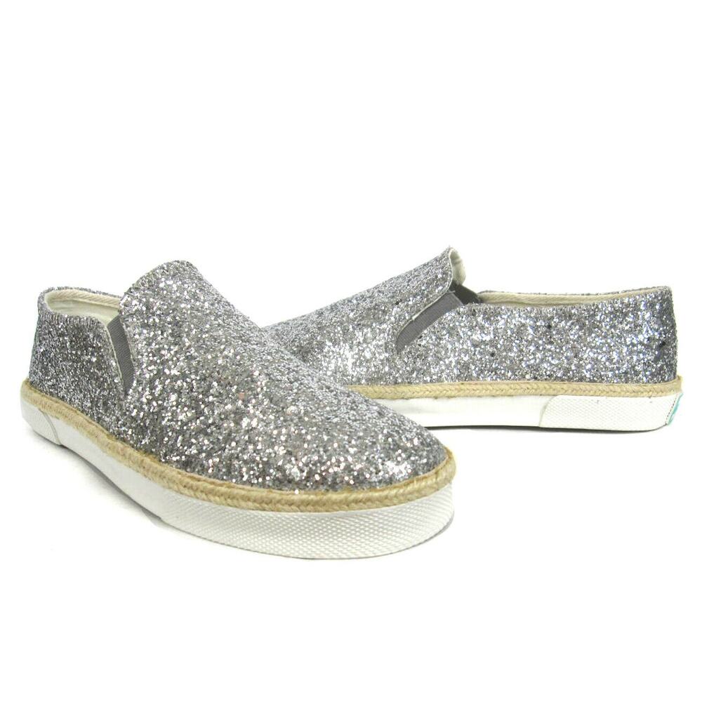 Jack Rogers Tucker Sneakers Sz 9.5 New $125 Silver Glitter Slip-On Shoes